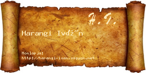 Harangi Iván névjegykártya